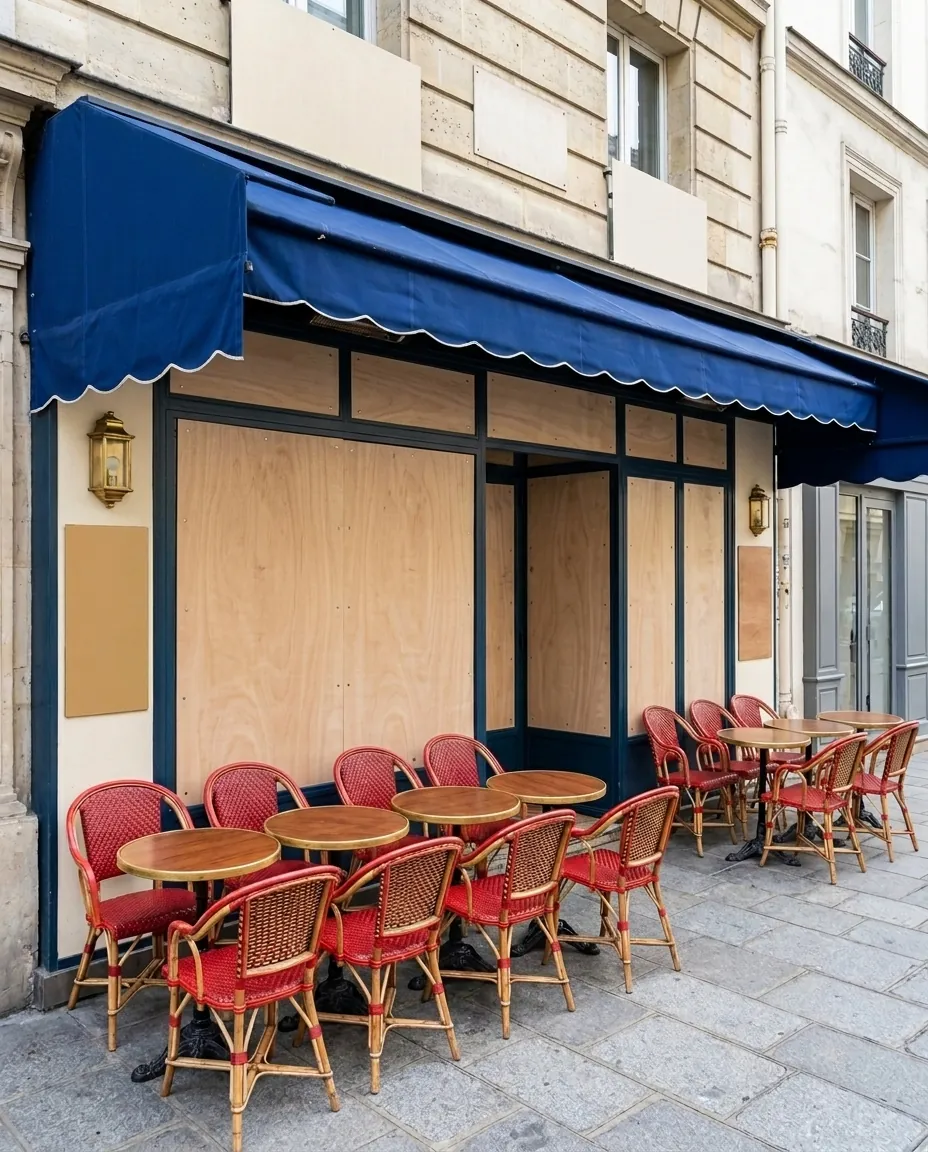 La même terrasse avec les baies protégées
